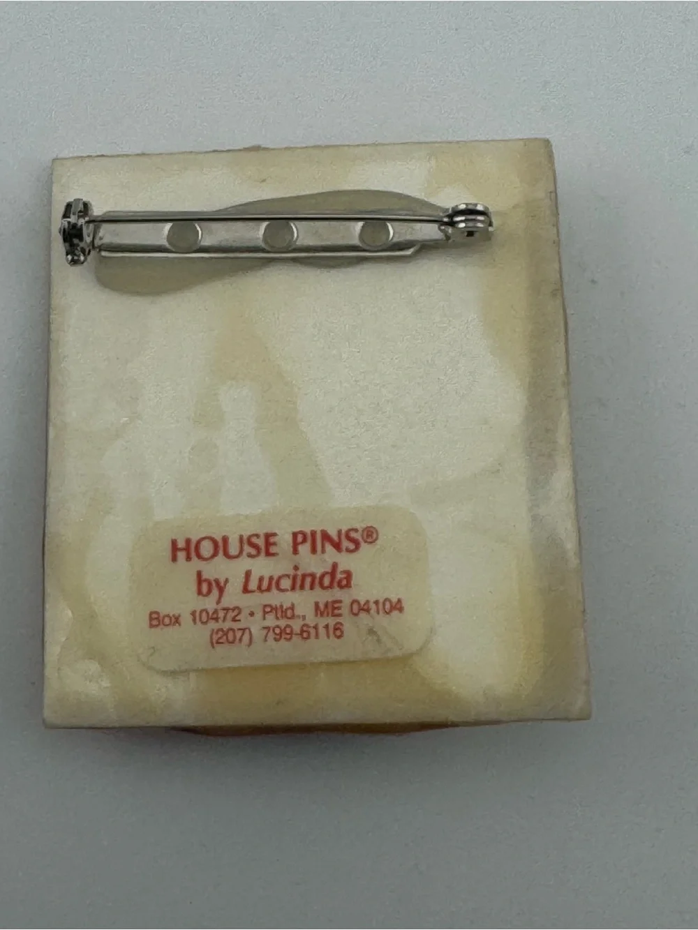 Vintage Lucinda Whimsical Village House Brooch Pin Acrylic Art Wear